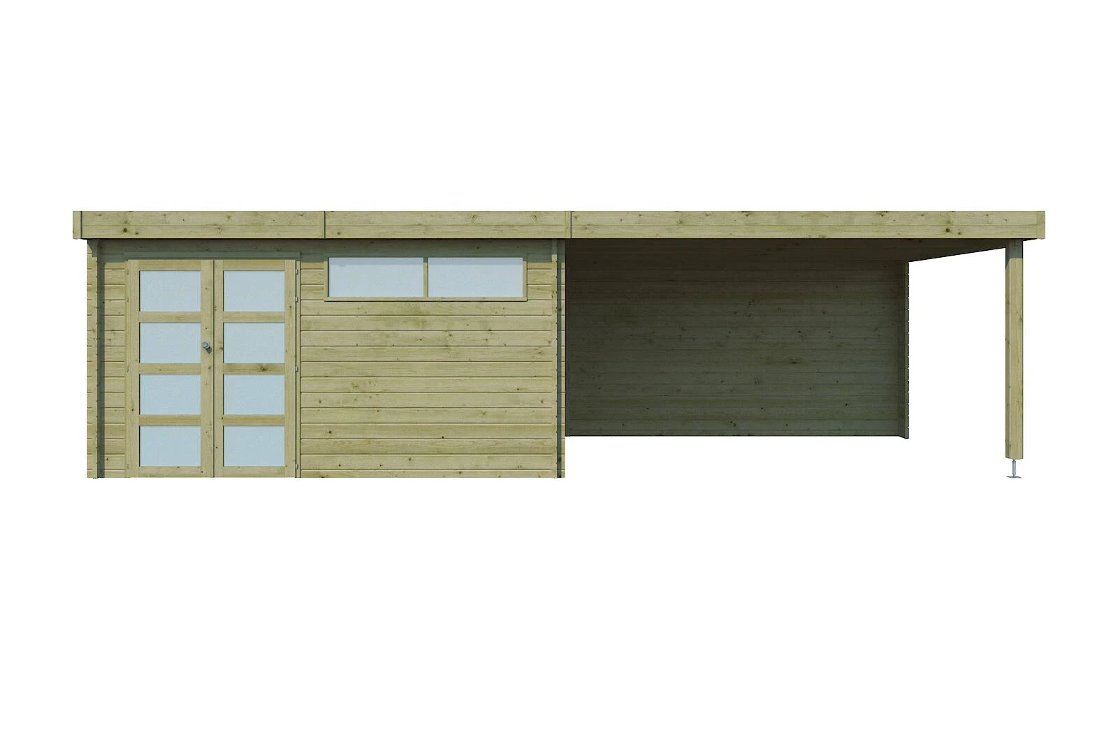 Woodlands Blokhut Modern met Overkapping en Dakisolatie Geïmpregneerd 815 x 385 cm - Afbeelding 1